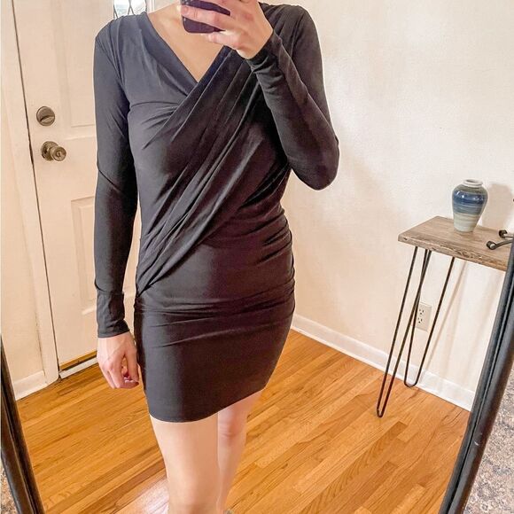 All Saints Sofia Ruched Jersey Dress Black XS